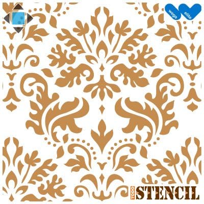 Wall Stencil Damask 008 Tartus. Medium: Stencil 50 x 70 cm (19,7 x 27,6 inch), Design 48 x 68 cm (18,9 x 26,8 inch) - Image 3
