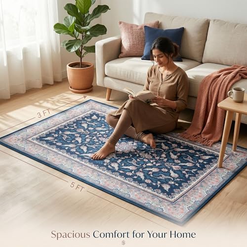 Image of Dream Weaverz Anti Slip Rectangular Carpet for Living Room & Hall | Silk | Flat Woven Soft Washable Floor Mat for Home, Bedroom Floor & Kitchen | Durable Anti Skid Rug for Daily Use (3 X 5) feet