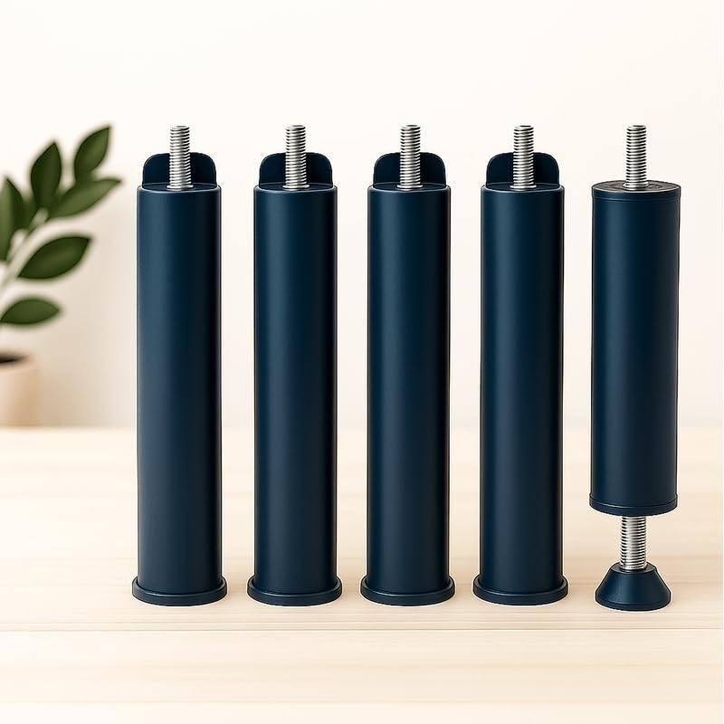SEDAC Jeu de 5 Pieds Plastique pour Cadre Lattes 22 cm - Pieds Sommier Universels à Visser – Robustes et Stables, Idéal Cadre à Lattes, Rangement et Nettoyage Facile