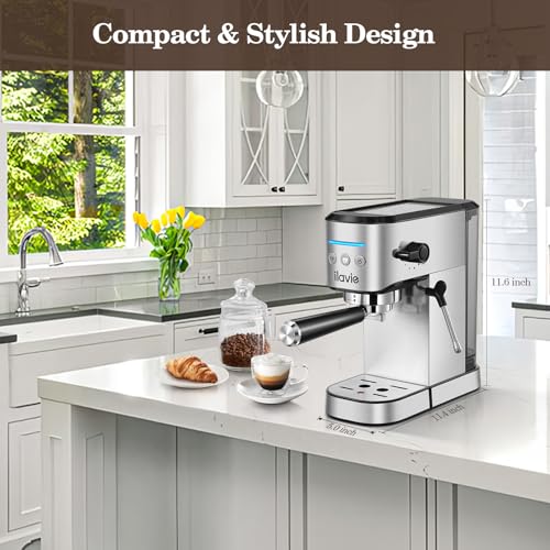 20Bar Espresso Machine, With Milk Frother Steam Wand, 1000ML Removable Water Tank, Ideal for Cappuccino, Latte and Espresso, for Home Use, Silver - Image 6