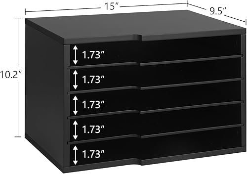 Miniatura 7 de Clasificador de archivos de escritorio con 4 estantes ajustables para el hogar y la oficina, organizador de bandeja de papel para cartas, soporte de