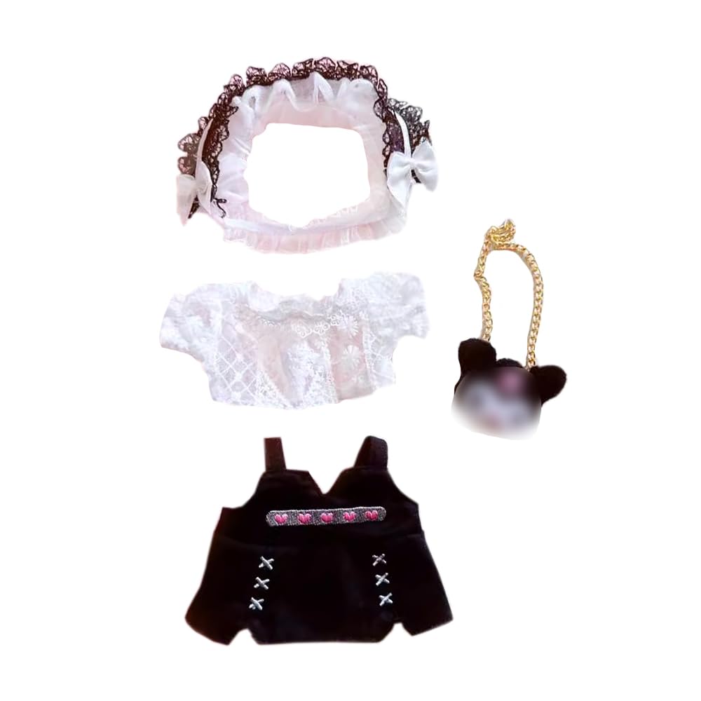 20cm Plush Doll Clothes Loose Headwear White Shirt Black Skirt Backpack 8in Soft Stuffed Plush Toy Accessories Dress Up