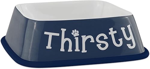 Miniatura 4 de Bone Dry Hungry & Thirsty Pet Bowl, 6.75 x 6.75 x 2, azul náutico, 2 piezas