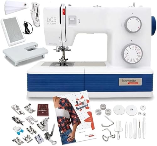 Bernette B05 Academy Sewing Machine | 30 Stitches Variety, LED Light, Extension Table, Presser Feet, Spools, Felt Discs, Ripper | Heavy Duty Quilting & Embroidery Kit for Home Use | User Friendly
