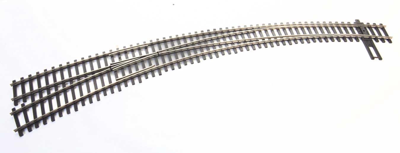 Walthers Mainline 948-83061 HO Scale Code 83 Nickel Silver DCC-Friendly Curved Turnout - 20 and 24