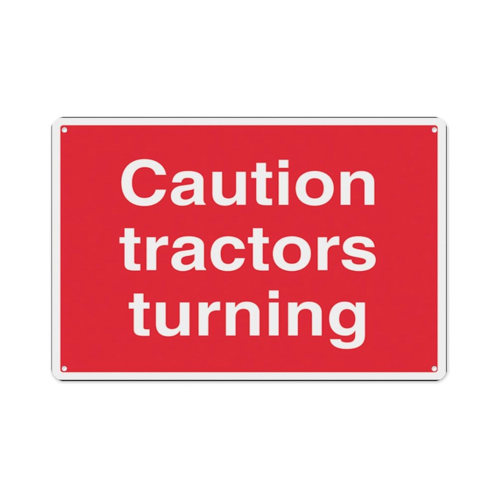 peiyeety Caution Tractors Turning Aluminum Tin Warning Signs For Home Outdoor Garden 12X16 Inches