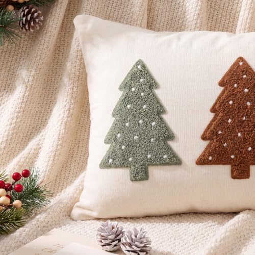 Embroidered Christmas Tree Lumbar Pillow Covers, 12x20