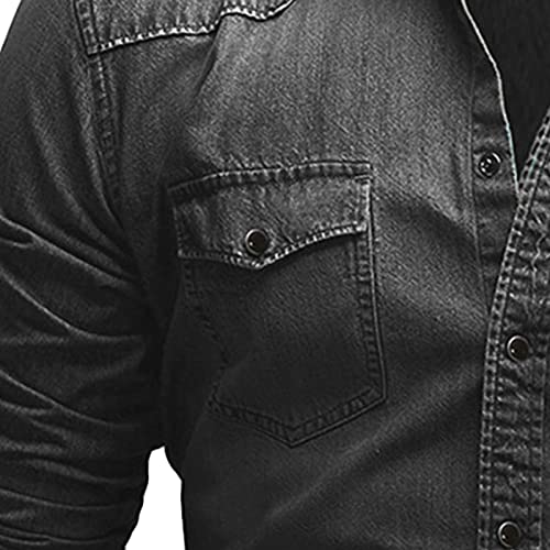 Camisa clásica de mezclilla para hombre manga larga M gris claro miniatura 5