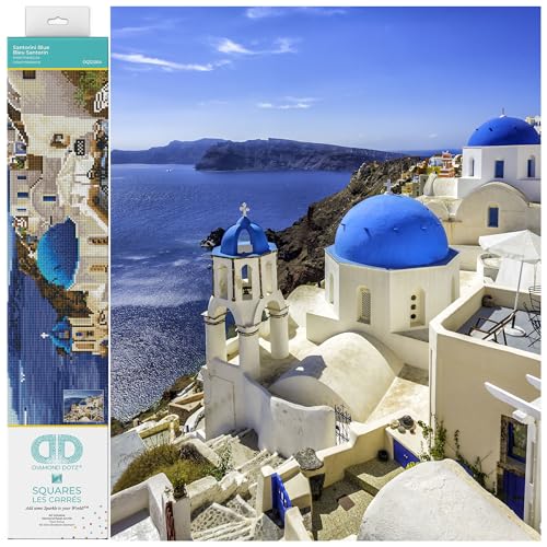 DIAMOND DOTZ 2592469 Original 5D Diamond Painting Squares Set, Santorini, DIY Diamant-Malerei-Kit mit quadratischen Glitzersteinen für Erwachsene und Kinder ab 12 Jahren, Intermediate
