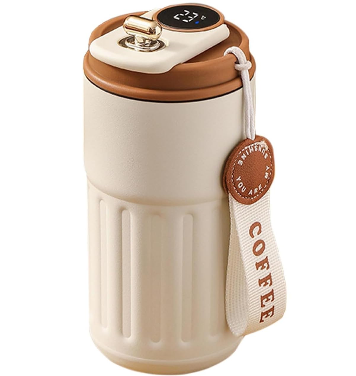 KELVEE Travel Coffee Mug with Leakproof Ziplock Lid, Reusable Vacuum Insulated Stainless Steel Water Sipper for Keeping Beverages Hot or Cold DrinkThermos Tumbler 400ml (Bronze)