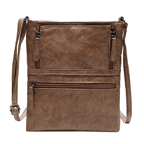Sac de ceinture en cuir grande capacité à double fermeture éclair pour dames