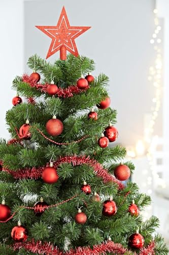 Enfeites De Natal Para Árvore Jogo Completo 44 Peças - Kit Natalino Bolas De Natal Vermelho/Dourada/