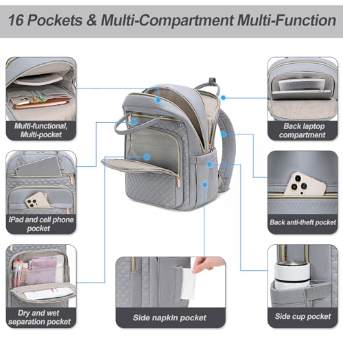 Image of Tealari Laptop Backpack for Women,15.6 Inch Laptop Backpack for Work,Waterproof Travel Backpack,College Bookbag with Wallet