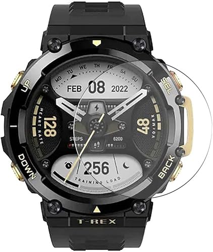 Puccy - Paquete de 3 protectores de pantalla de vidrio templado, compatible con Amazfit T-Rex 2 Smart Watch Smartwatch Protectores Guard Puccy - Paquete de 3 protectores de pantalla de vidrio templado, compatible con Amazfit T-Rex 2 Smart Watch Smartwatch Protectores Guard