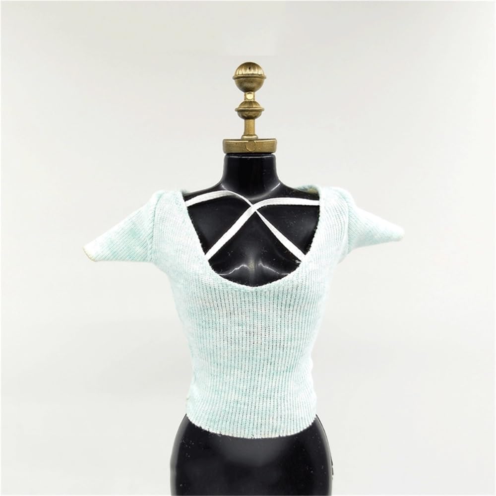T-shirt 1/6 vert extensible en maille souple pour habillage figurine femme