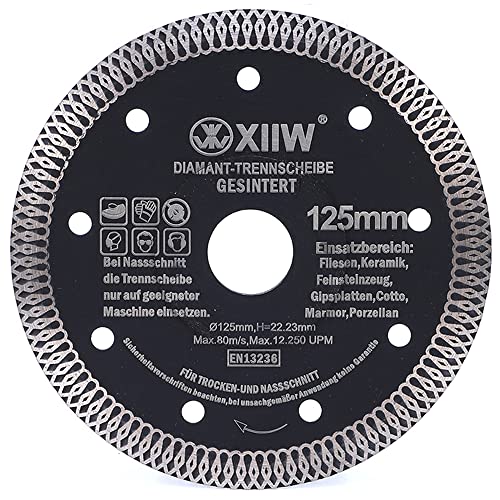 Disco de corte de diamante súper fino para baldosas, gres porcelánico, 125 mm x 22,23 mm, 15 mm de altura Cover