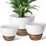 Joyonic White Ceramic Pots for Indoor Plants, 3 Set 4.6/6 / 7 Inch Christmas Plants Pot with Drainag