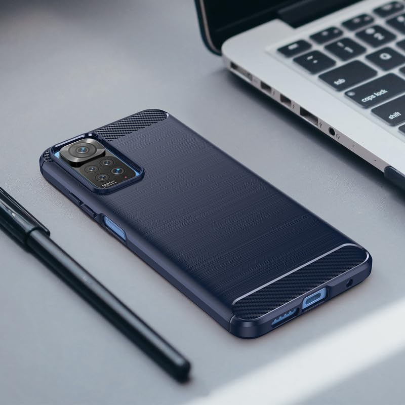 Image of Hybrid Carbon Fiber Back Case for Redmi Note 11 / Note 11S (Blue)