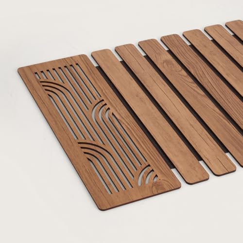 Image of HOME 360 Modern Slat Table Runner | Decorative Finish MDF Slats with Intricate Cut-Out Patterns | Rollable Table Centerpiece for Dining Room, Kitchen | (TAN 2, 14X36 INCH)