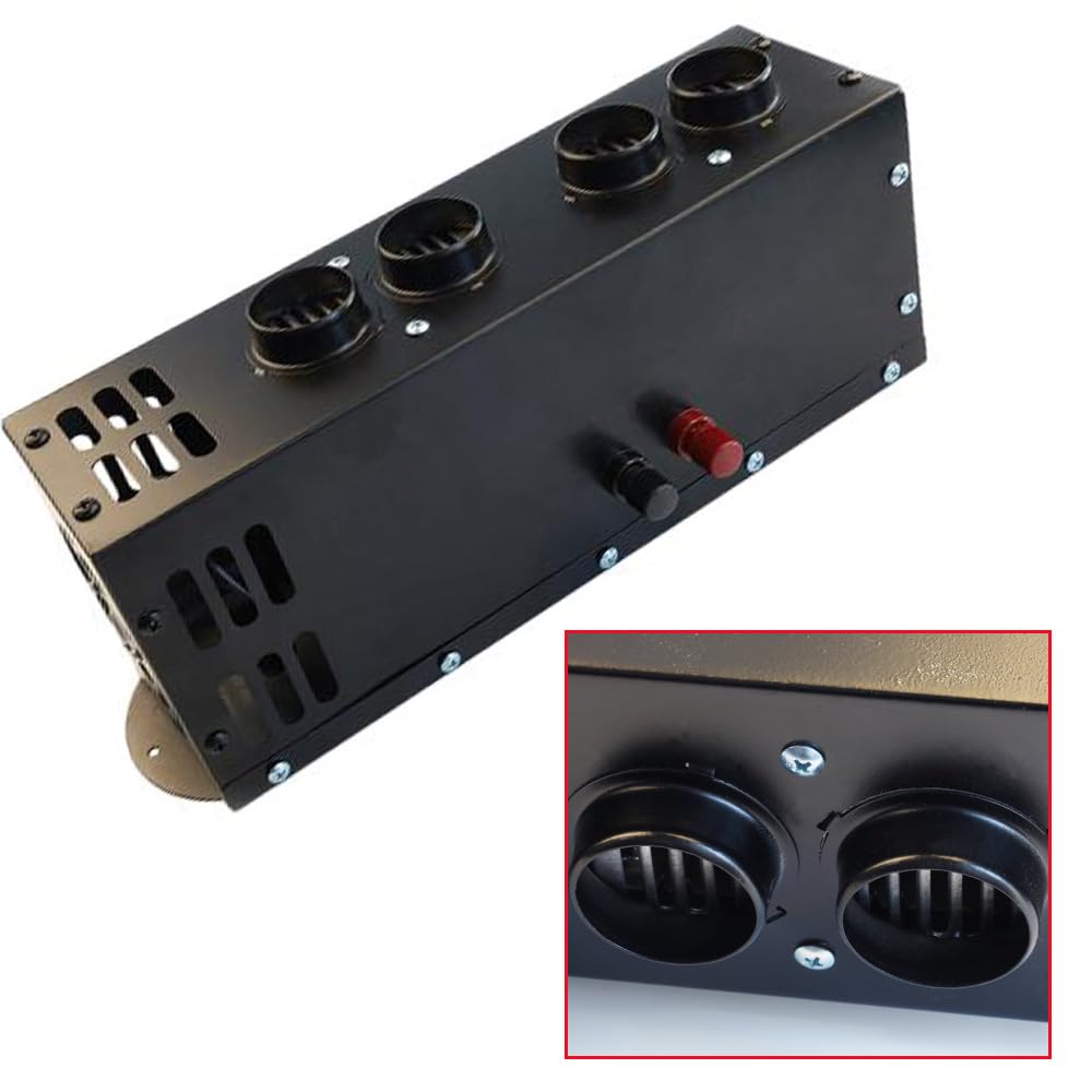 Riloer Riscaldatore Elettrico per Auto, sbrinatore per Camper, 12 V, 600 W-800 W, Ventilatore riscaldatore Portatile, 4 Fori, sbrinatore per Parabrezza, Riscaldamento e Raffreddamento