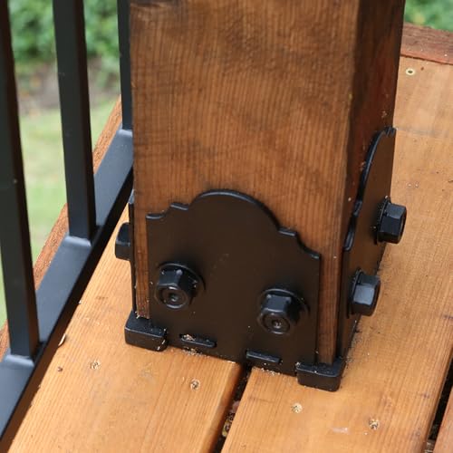 Image of Ozco Laredo Sunset 6x6 Post Base Kit, Includes Decorative Plates, Hex Cap Nuts, OWT Timber Screws, Galvanized Steel for Pergolas | 56608