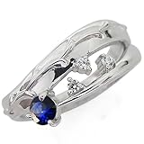 [プレジュール]プラチナ サファイア リング ピンキーリング アンティーク調 唐草 指輪 リングサイズ4号