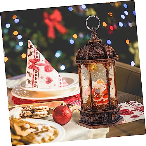 Lámpara hexagonal de Navidad tipo linterna de plástico con luces LED decorativas 6