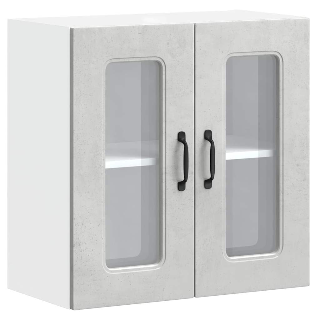 vidaXL Kitchen Wall Cabinet with Glass Door Kalmar Concrete Grey