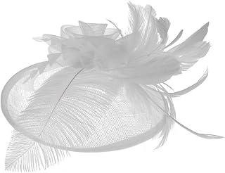 Cappello da donna con fiore in rete a maglia con velo e piume, con clip per copricapo da sposa, accessori per capelli, ornamenti per cocktail e chiesa