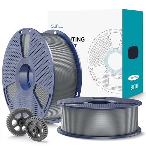 Image of SUNLU PLA+2.0 3D Printer Filament 2KG, Upgrade PLA+ Filament 1.75mm, Tougher and Stronger, Dimensional Accuracy + /-0.02mm, 1KG per Spool, 2 Pack, 2KG Total, Grey+Grey