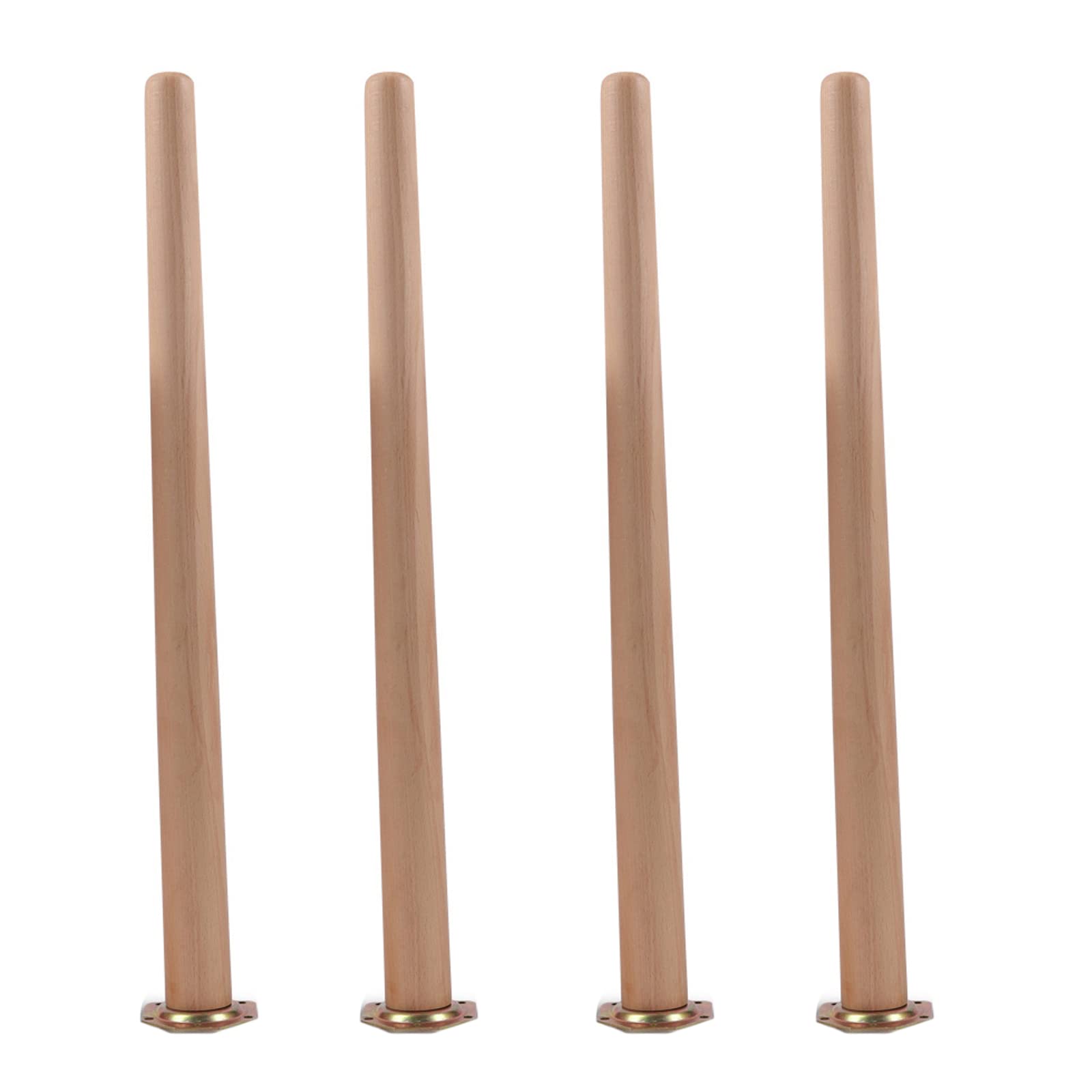 4 Pièces Pieds de Meubles en Bois Massif (Hêtre), Pieds de Table Conique de Remplacement pour Table à Manger, Canapé, Armoire, Avec Vis, Couleur du Bois (60cm/23.6in, Tilt)