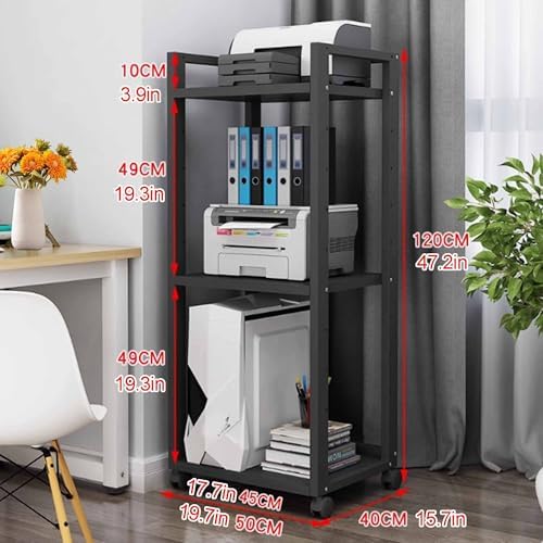 Sturdy 3/4/5/6 Tier Audio-Video Cabinet Stand, 120cm Adjustable Media Storage Rack with Movable Open Shelves for Home Theater & Living Room (Red Walnut, 50x40x120CM)