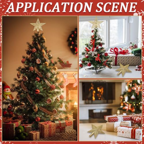 CREATCABIN 4 peças, 4 estilos, topo de árvore de Natal de plástico, enfeite de estrela 3D, enfeites