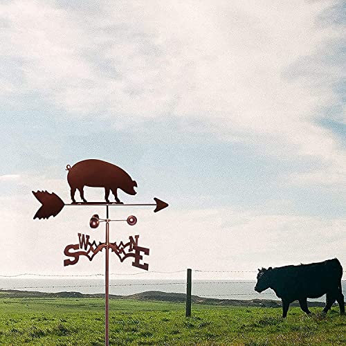 Massagers Stainless Steel Weathervane Pig Weather Vane,Decorative Wind Direction Indicator,Retro Durable Farm Scene Garden Stake Wind Vane,For Outdoor Measuring Tool #TOP2