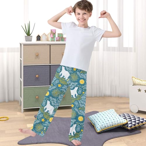 Boy's Pants Polar Bear Moon Star Galaxy Jogger Pants Elastic Waist Long Bottoms Trousers with Pockets 6-14 Years4