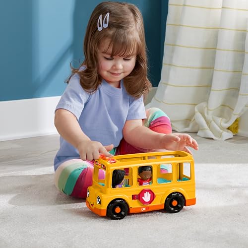 Fisher-Price Little People muzyczny pojazd szkolny z 2 figurkami, dla dzieci od 1 roku, wersja wielojęzyczna, HYT03