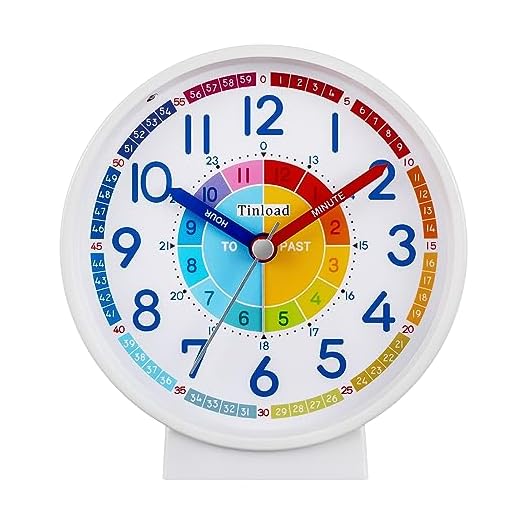 Analog Alarm Clock for Kids Learning to Tell Time, Battery Operated for Teenagers Boys Girls Bedrooms