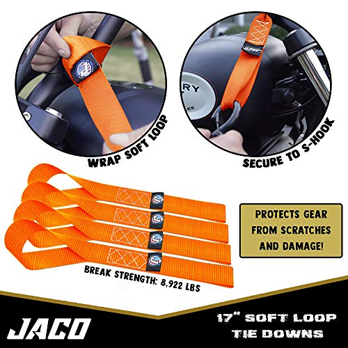 Jaco Spanngurte mit Ratsche, 4,1 cm x 2,4 m, Robustes Spanngurt-Set mit weichen Schlaufen, 2,4 kg (Orange) – Bild 7