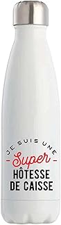Otshirt Bouteille Isotherme Super Hôtesse De Caisse | Gourde | Idée Cadeau Petite Amie Copine Maman Noël Anniversaire Fête des Mères