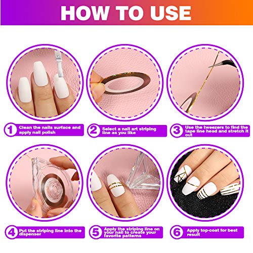 64 Rolls Nail Striping Tape Line, Fandamei 32 Colors Striping Tapes Line Adhesive Sticker With 2Pcs Nail Tape Roller Dispensers, 1Pcs Nail Art Tweezers. Nail Art Decoration Sticker Diy Nail Tip #TOP5