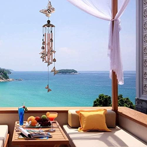 Wind Chimes for Outside, Butterfly Wind Chimes Outdoor Indoor Decor, Deep Tone Memorial Wind Chimes with Hook, Smooth Melodic Tones Sympathy Wind Chimes, Yard Patio Home Garden Decor