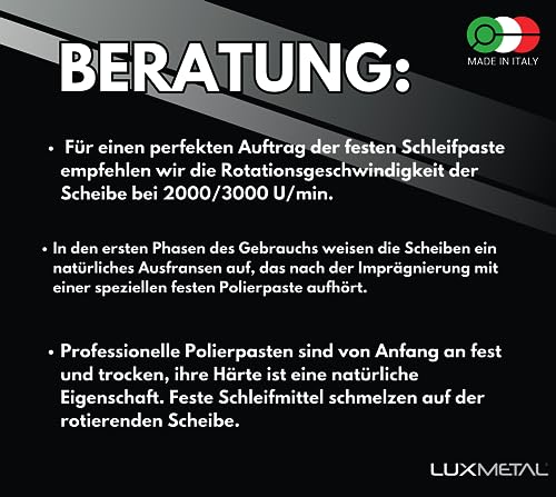 Lux Metal 3 Polierpaste 700 g (A-K-Z) Mittel Sehr grob Schleifpaste Für spiegelnden Glanz Auf Edelstahl, Aluminium Eisen Messing Chrom Holz Marmor und Weitere Metall Perfekt Zum Polieren von Messern