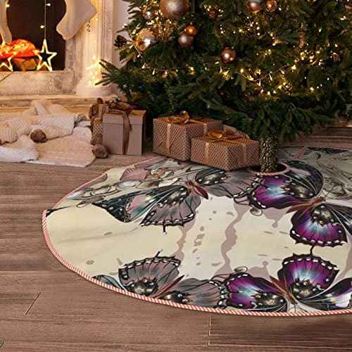 Butterfly Floral New Years Christmas Tree Skirt Party Tree Skirt Size 30/36/48 Inch #TOP6
