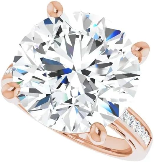 9.50 CT Round Brilliant Cut Moissanite Engagement Ring Vintage Inspired Channel Set Diamond Wedding Ring Unique Four Prong Setting 925 Sterling Silver, Solid 10K/14K/18K Gold Ring Gift For Her