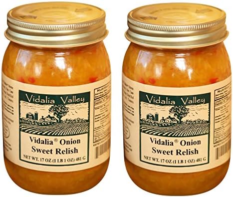 Vidalia Valley Onion Sweet Relish with Diced Red Pepper, 17 Oz (Pack of 2) Fat FREE, ALL Natural, NO Preservative,