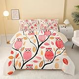 dyausi Hibou Dessin Animé Couette 140x200 Imprimée Feuille D’Automne -...