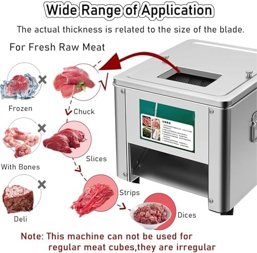 Commercial Electric Meat Slicer - Stainless Steel Cutting Machine for Pork, Beef & Deli - Perfect for Restaurants, Meat Shops & Food Service Professionals