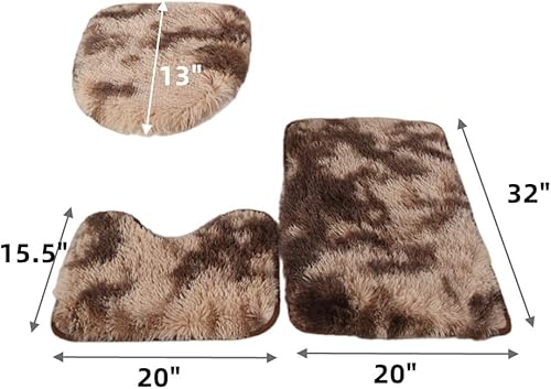 Miniatura 3 de Juego de 3 alfombras de baño, tapetes de baño, tapetes antideslizantes y absorbentes, tapete de suelo, alfombra de contorno en forma de U y cubierta