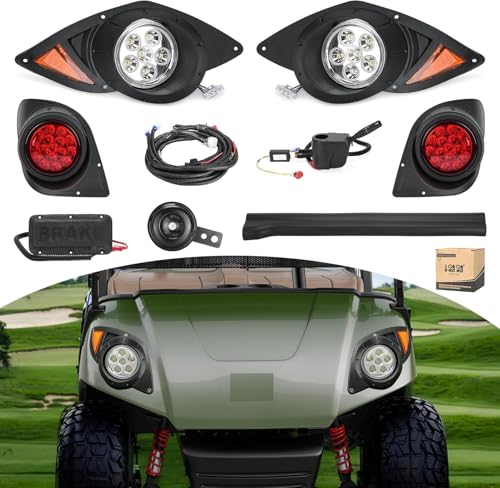 10L0L Golf Cart Headlight and Taillight Kit for Yamaha G29 YDR Drive 2007-2016 Deluxe Street Legal Light Kit with Turn Signals Switch/Horn/Brake Lights Harness12V Input