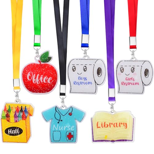 Conjunto de 6 estilos de correias de acrílico para passes escolares inquebráveis para professores e